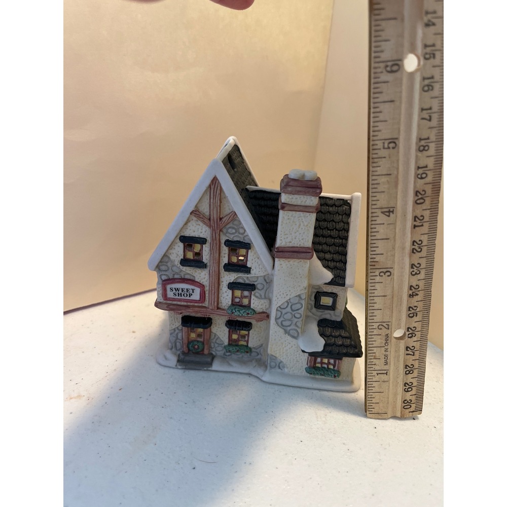 Ceramic Christmas Village Sweet Shop Tudor Style Holiday Decor Building